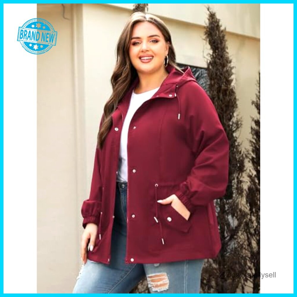 Plus Size Rain Jacket Lightweight Waterproof Wind… - image 3